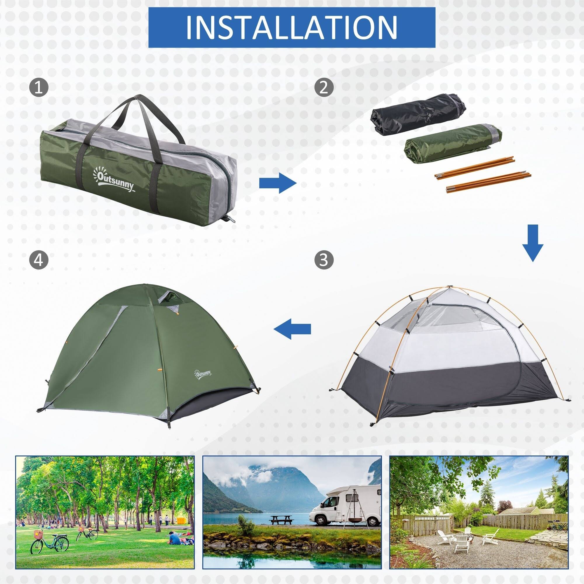 2 Person Waterproof Double Layer Camping Tent W958417