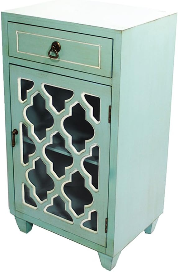 Aqua Distressed Single Drawer Storage Cabinet S210907