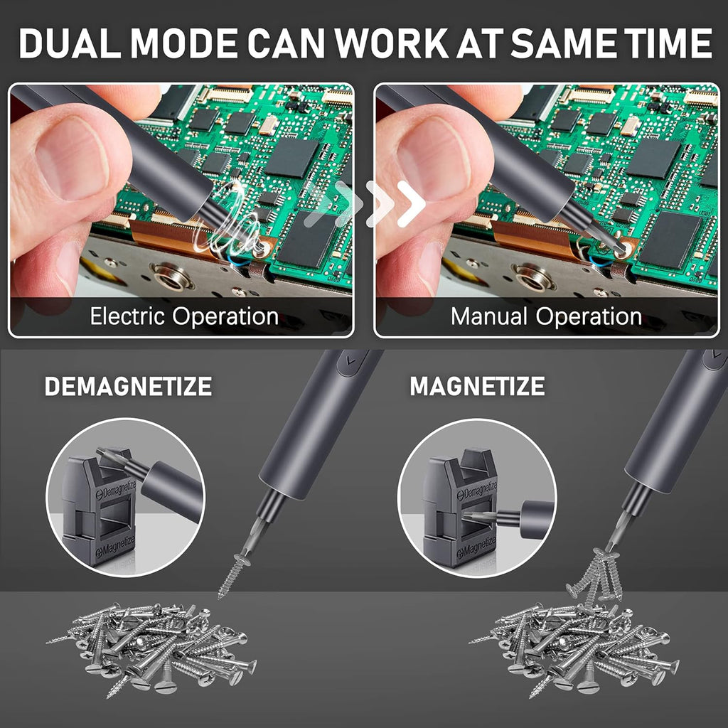 Mini Electric Screwdriver Set, 76 in 1 Cordless with 60 Magnetic Bits, Rechargeable, Pack of 2 J682556