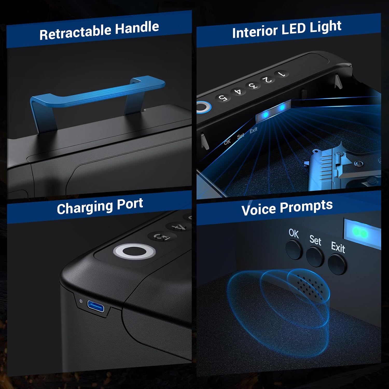 Portable Biometric Fingerprint Gun Safe R724