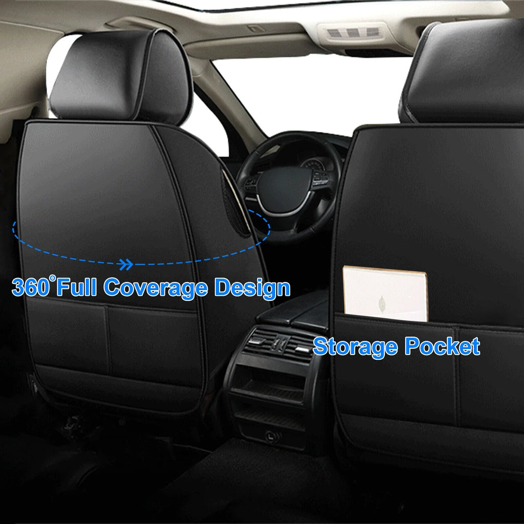5 Seats PU Leather Car Seat Covers with 4 Pillows Black+Red G128