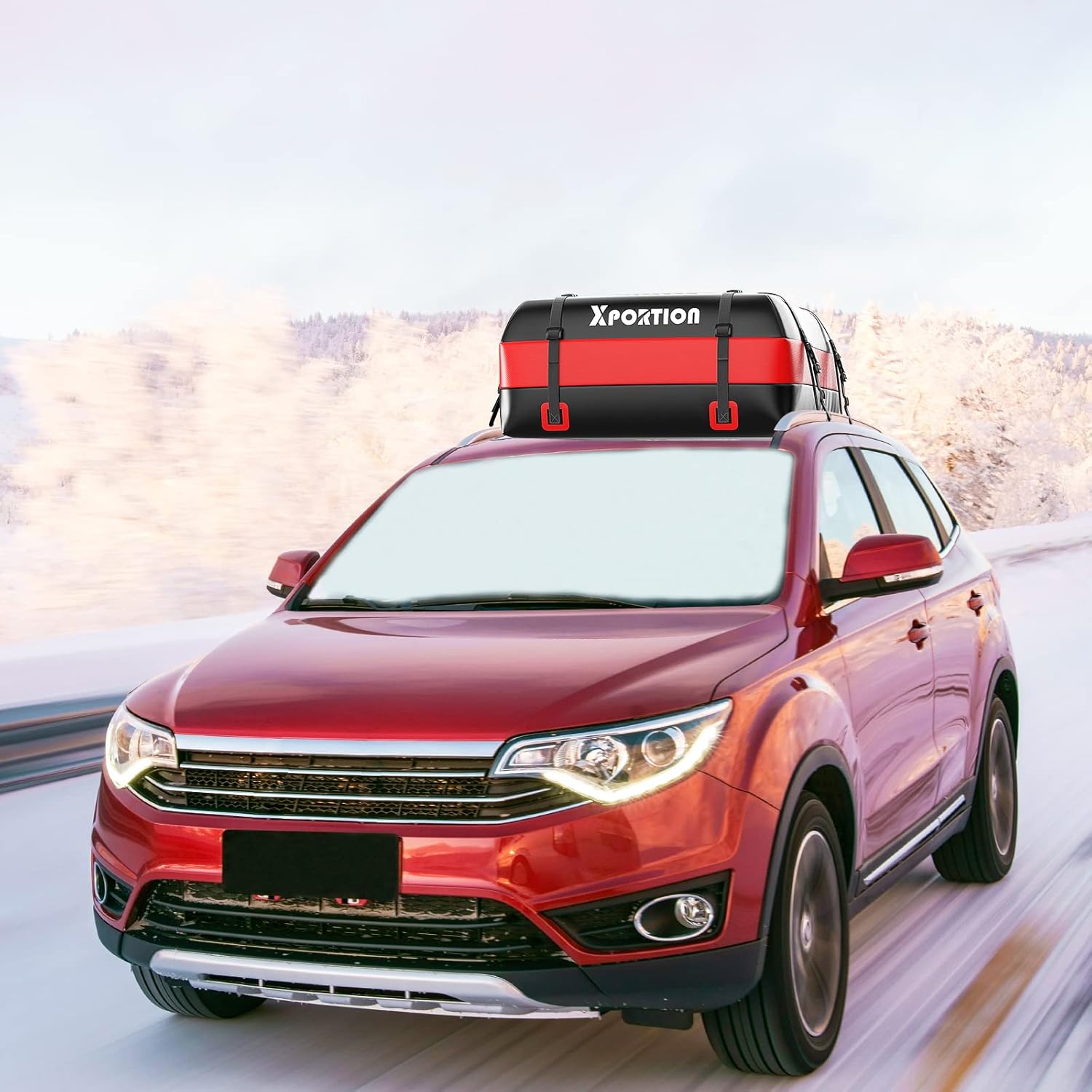 Waterproof Rooftop Cargo Carrier Bag, 15 Cubic Feet, with Non-Slip Mats and Straps H9274