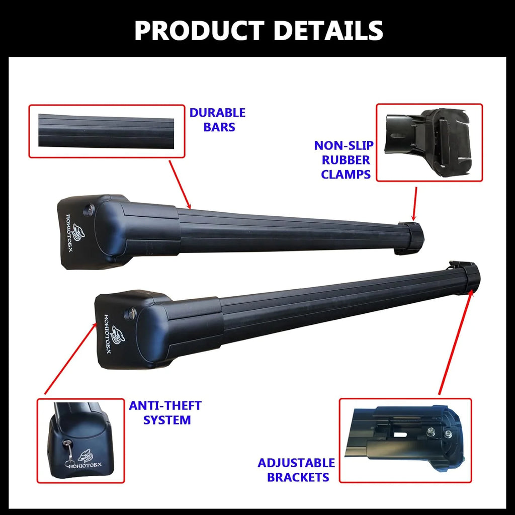 Black Lockable Roof Rack Crossbars V81289