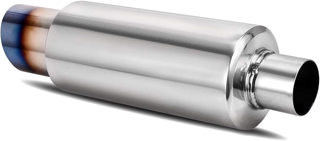 2" Inlet 3" Outlet Polished Stainless Steel Muffler, 14.6" Overall Length Pack of 2 M220374