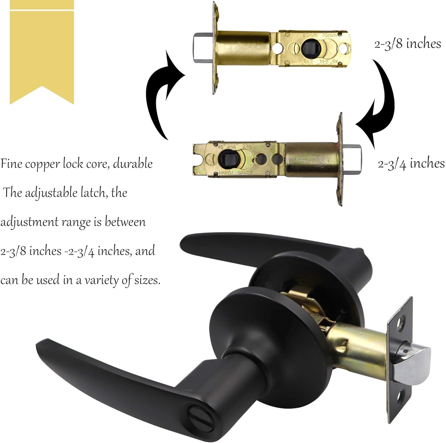 Matte Black Privacy Door Lever Handle, 4 Pack H4232