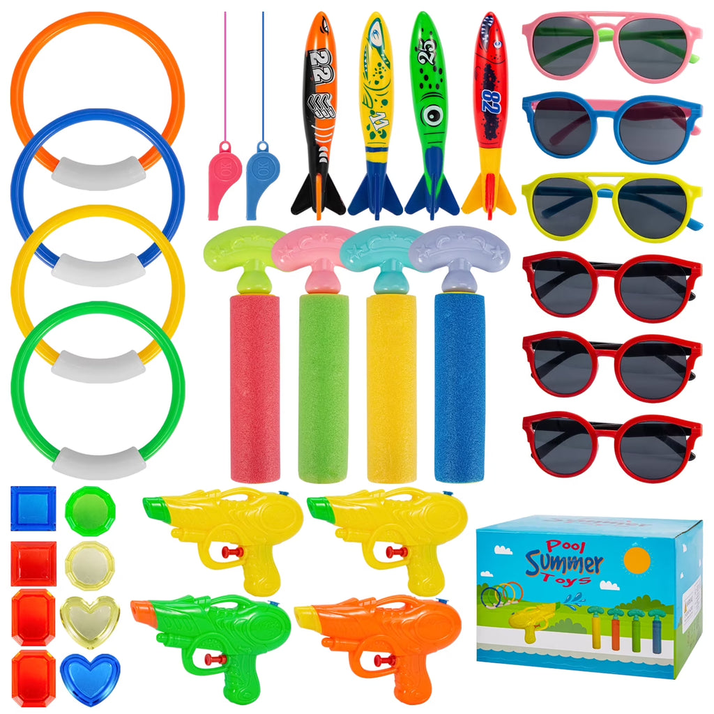 Swim Pool Diving Toys Set with Water Rings, Sticks, Octopus, Torpedo Balls N129