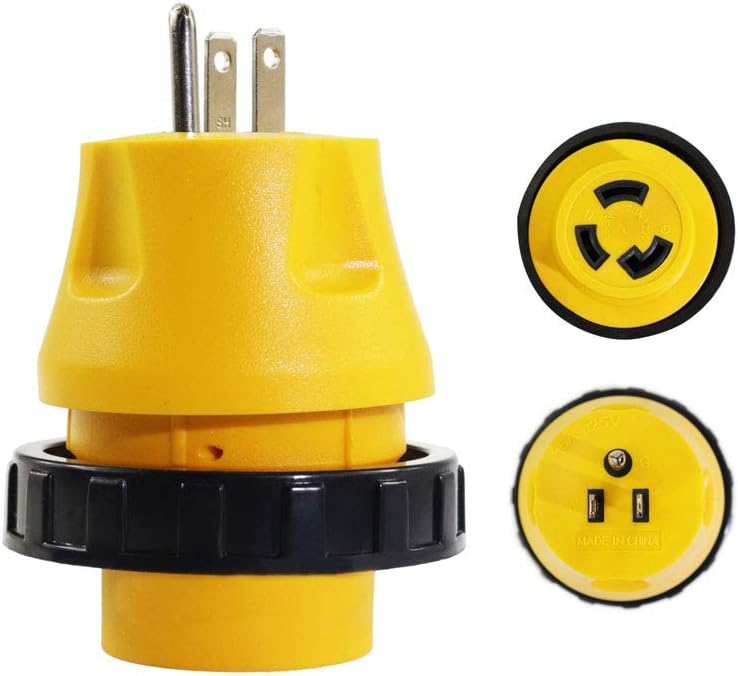 30A Male to 30Amp Female RV Electrical Converter Plug with Twist Locking 125V AC Power Cord Generator Cable Adapter S711