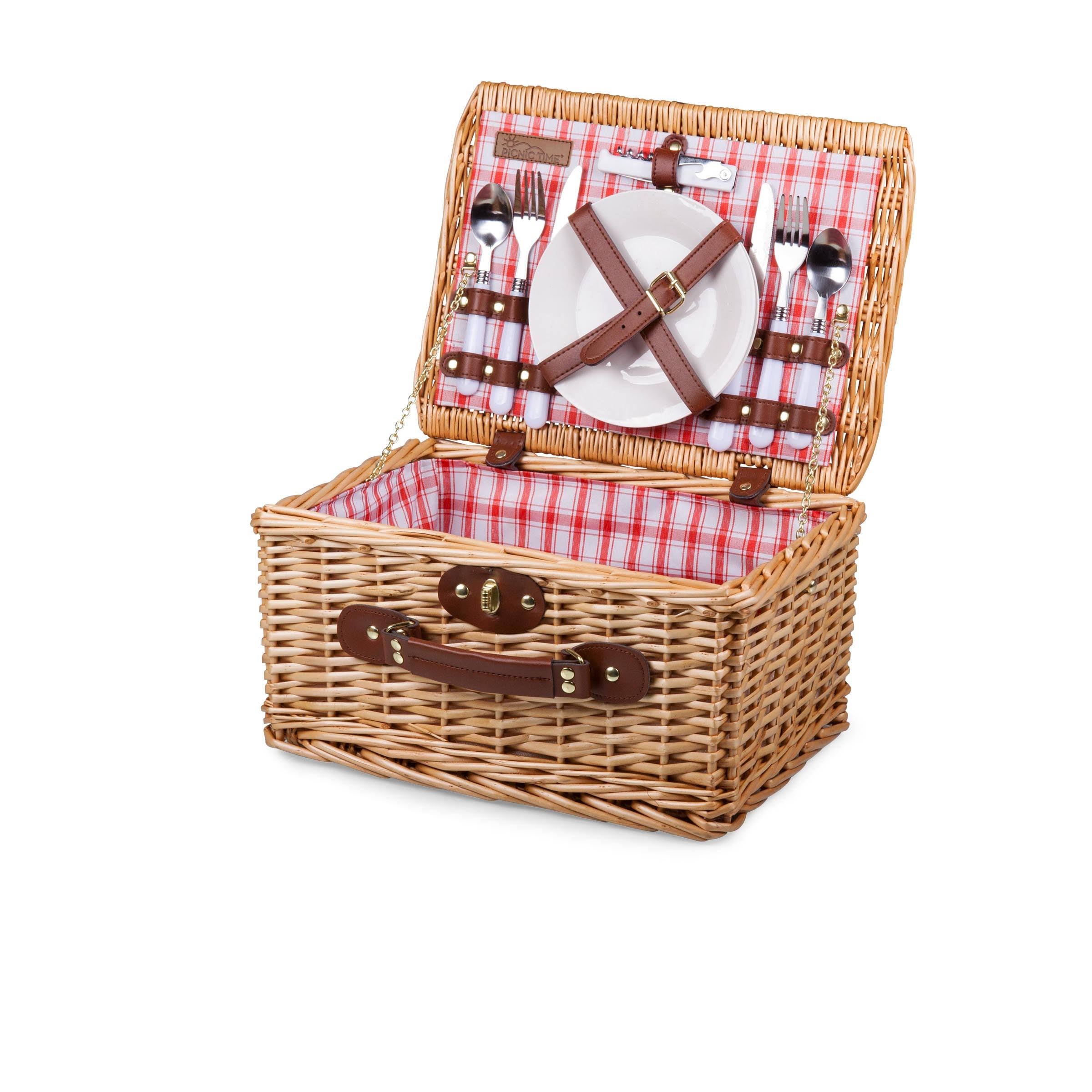 Red & White Plaid Picnic Basket X3765