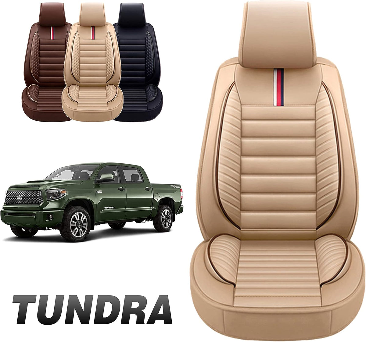 Gray Faux Leather Custom Fit Seat Cover for Tundra Pick-up Truck J98868