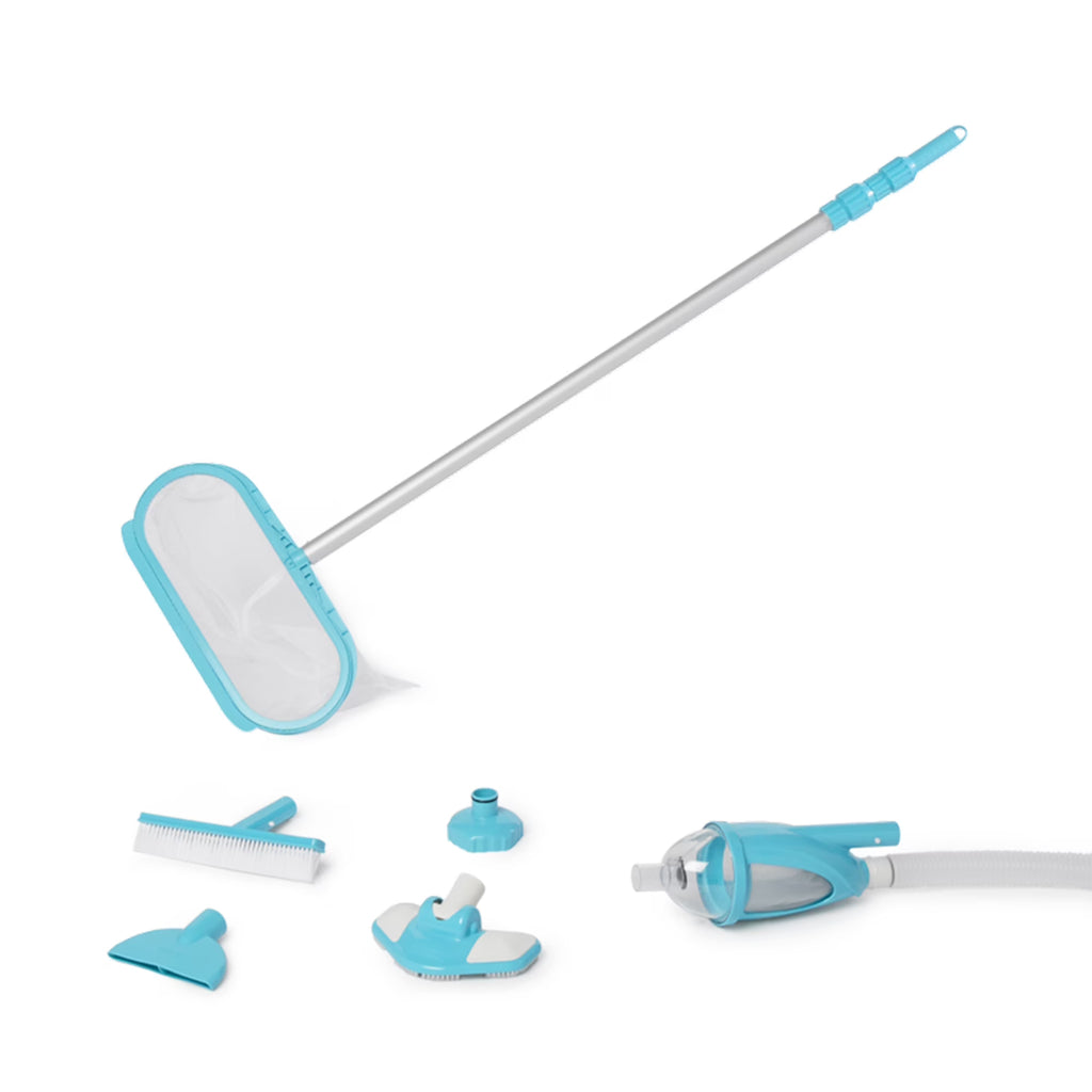 Deluxe Pool Cleaning Maintenance Kit with Vacuum, Skimmer Net, Telescoping Aluminum Shaft, Wall Brush Attachment S182