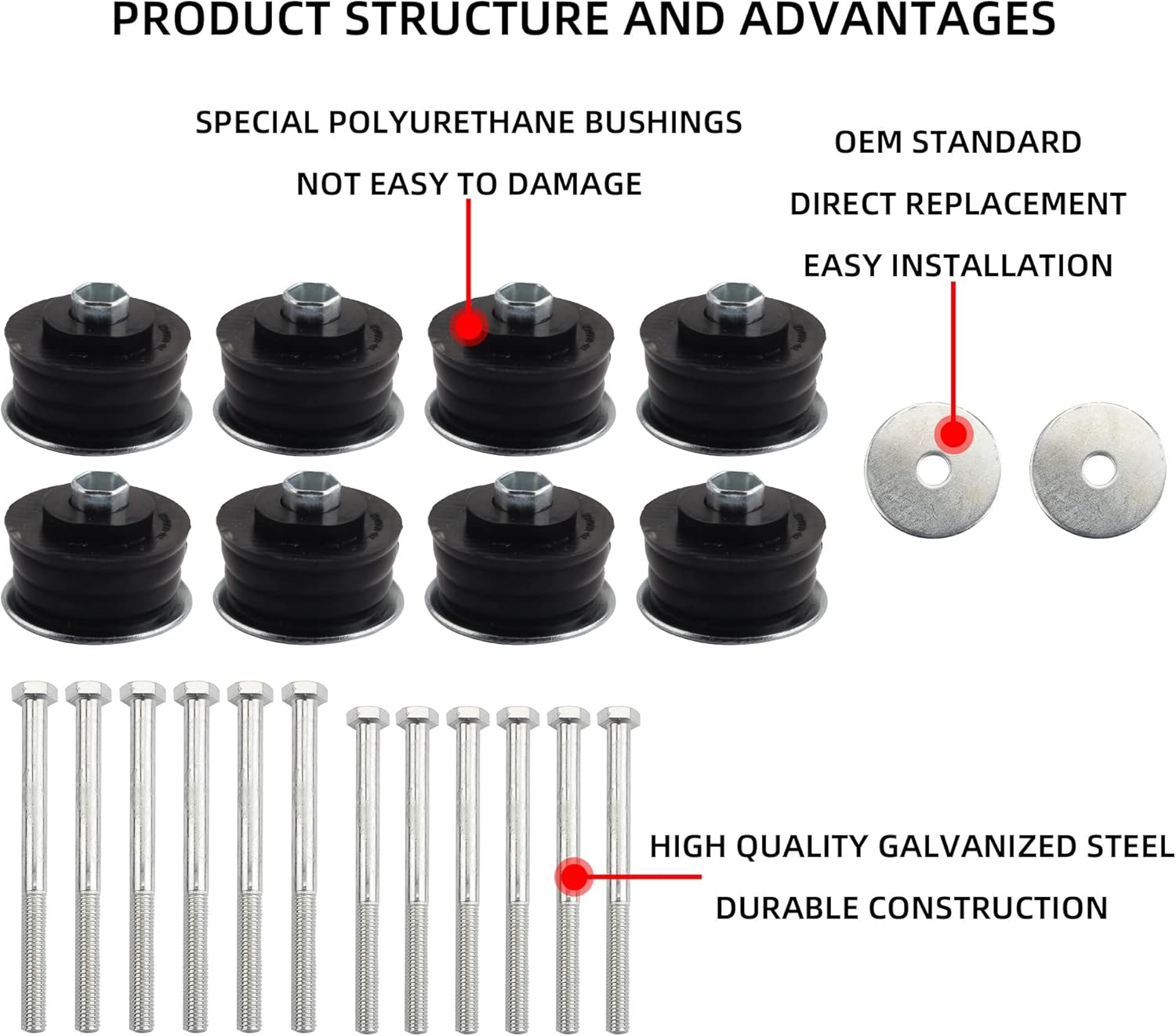 Body Mount Bushing Kit Compatible With 2008-2016 Ford F-250 F-350 2WD 4WD Super Duty V99175