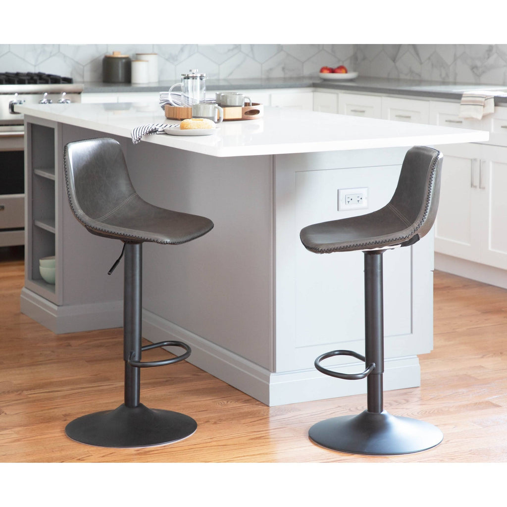 Set of 2 Brown Faux Leather Bar Stool O77553