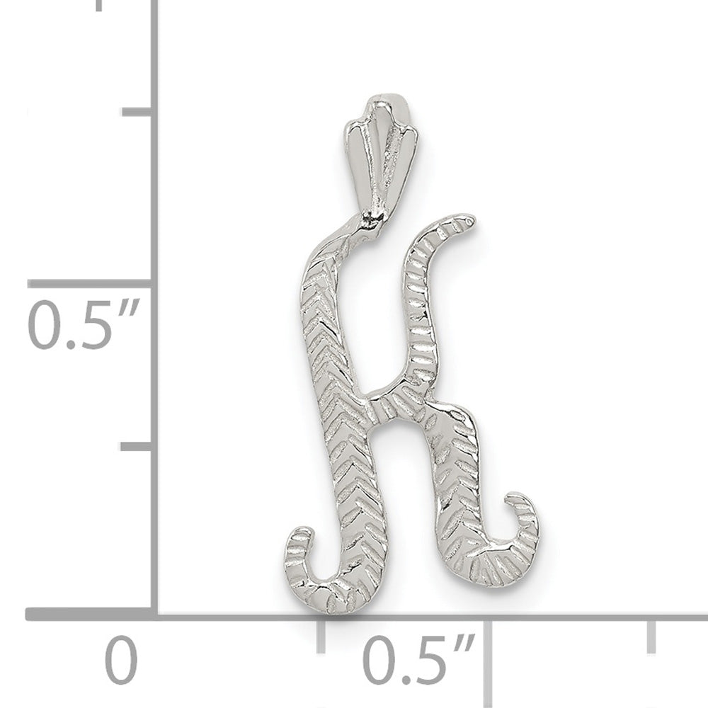 Sterling Silver Polished Textured Letter K Initial Chain Slide Pendant Necklace 18'' X796