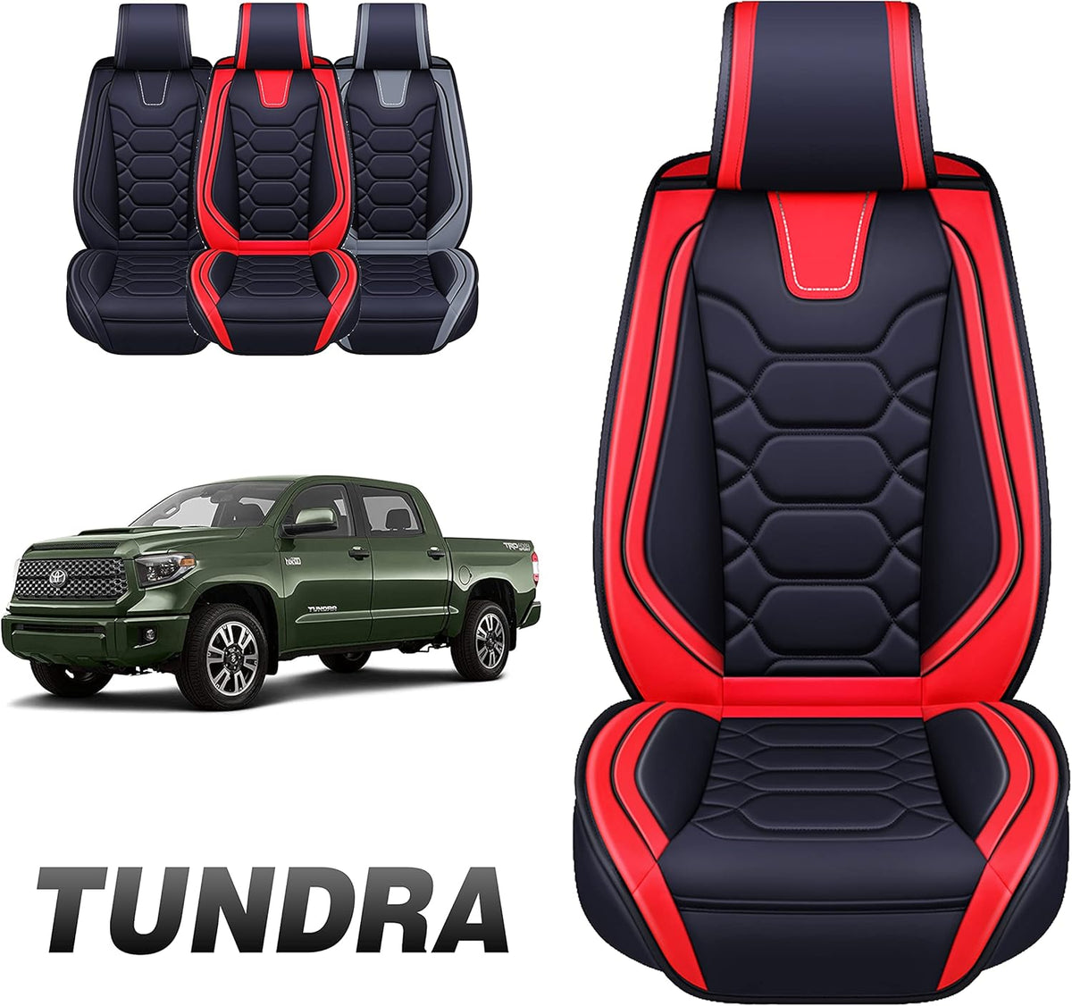 Gray Faux Leather Custom Fit Seat Cover for Tundra Pick-up Truck J98868