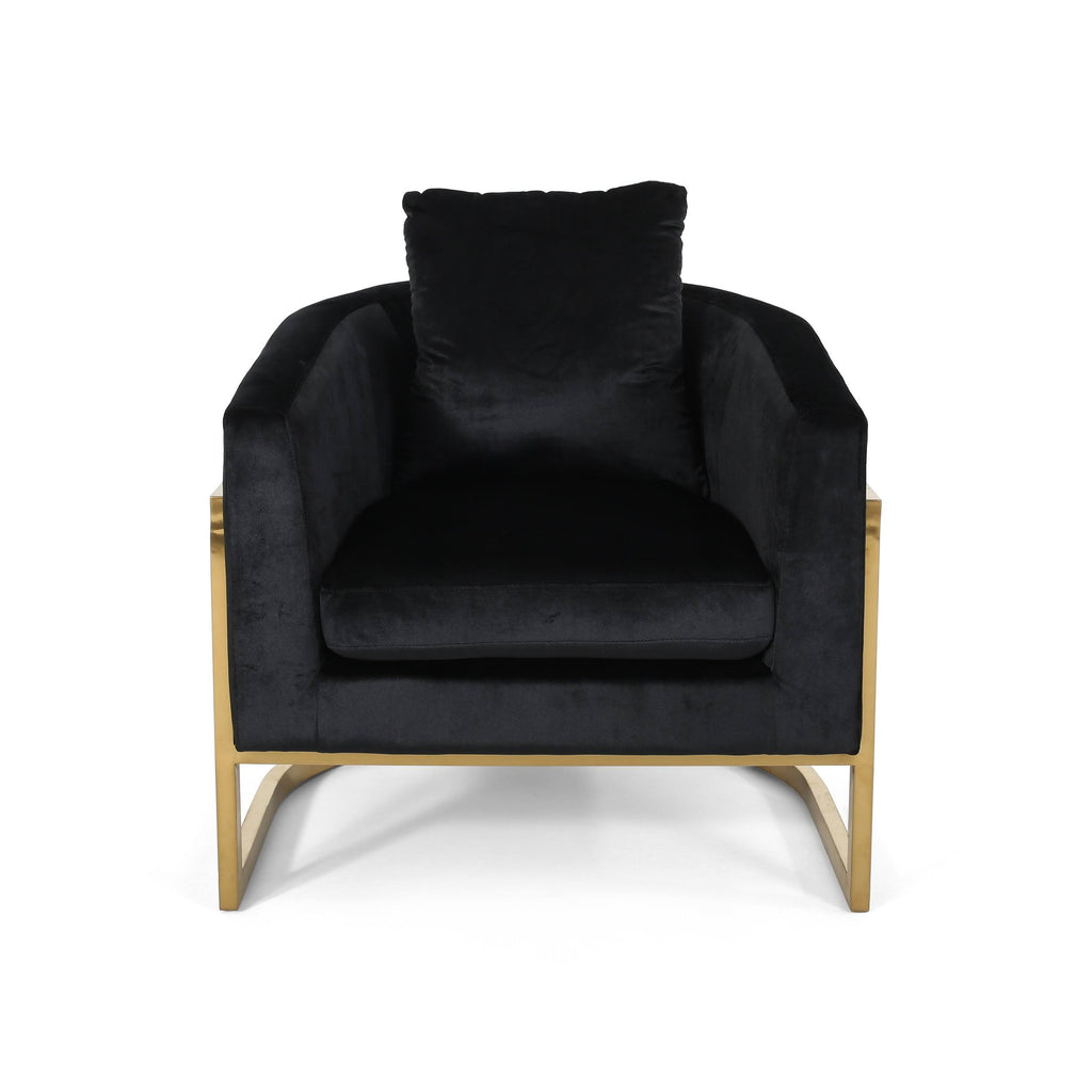 Emerald Velvet Armchair with Stainless Steel Frame T28132