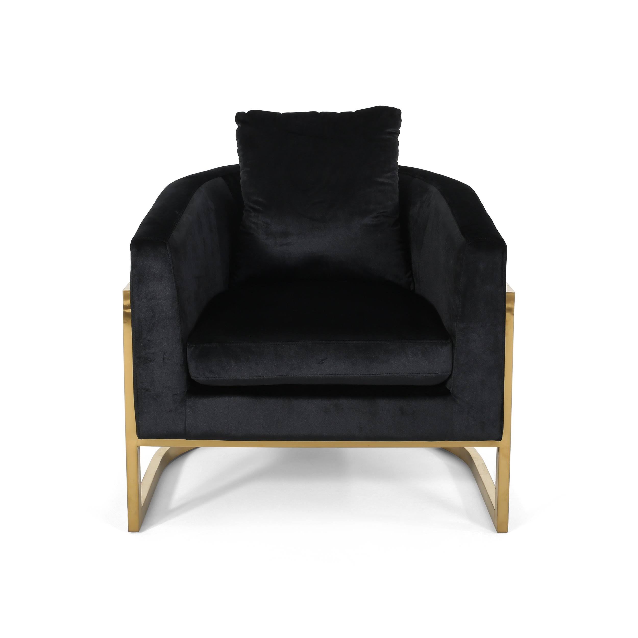 Emerald Velvet Armchair with Stainless Steel Frame T28132