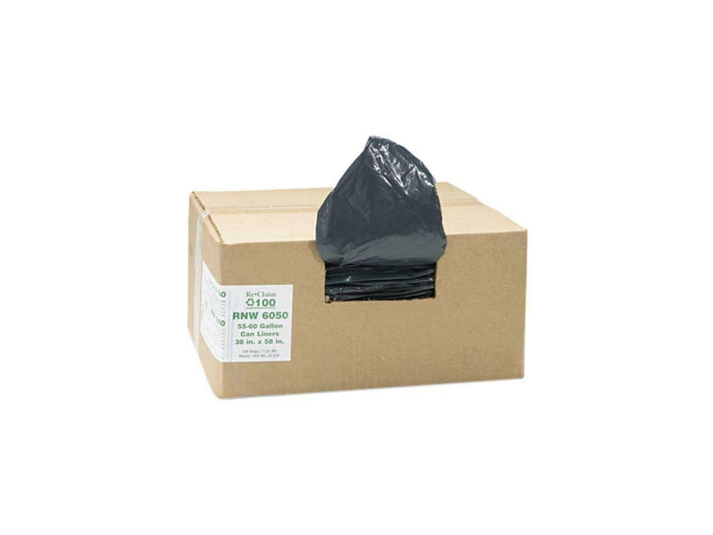 Recycled Can Liners, 55-60gal, Black F26179