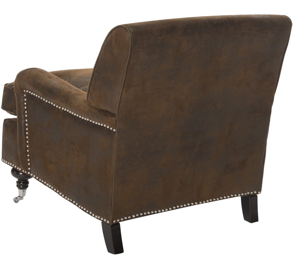 Brown Fully Upholstered Club Chair with Casters V749