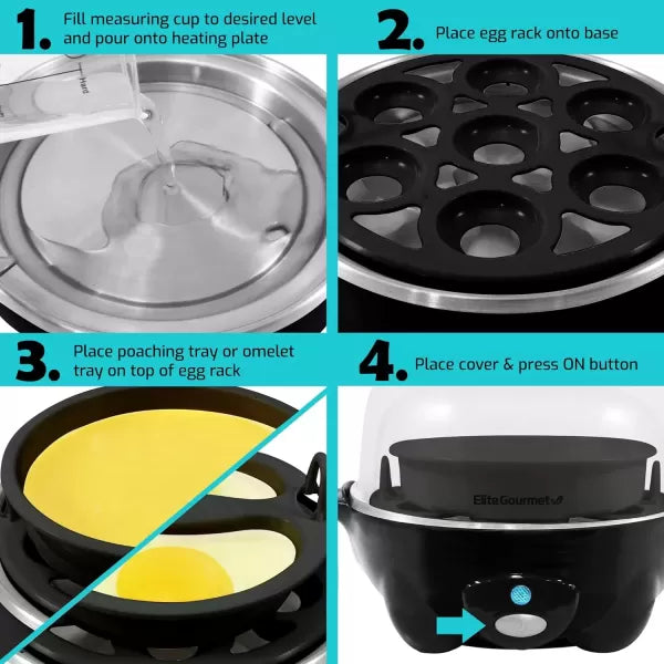 Black 7 Egg Capacity Electric Egg Cooker Y604168