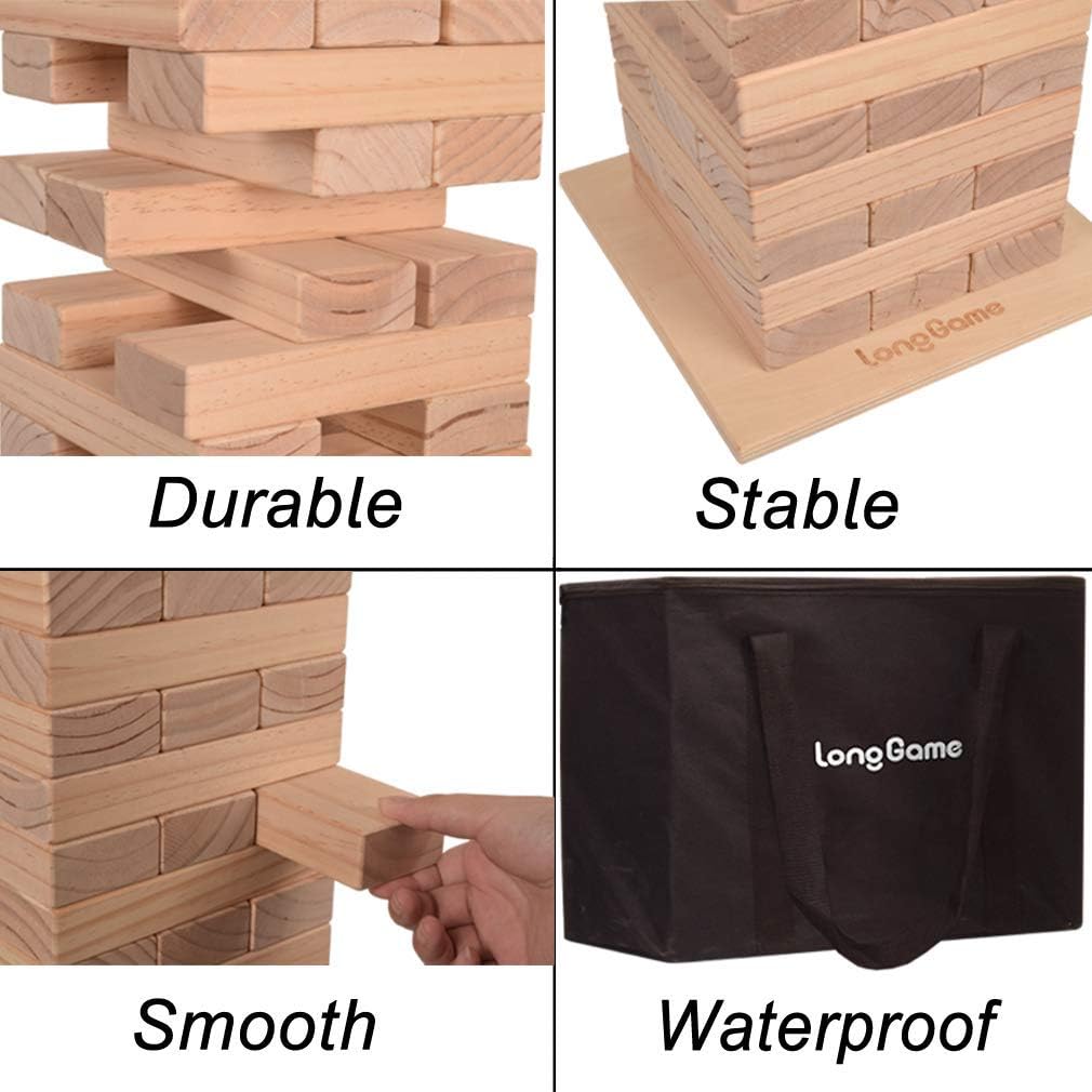 Jumbo Wood Stacking Lawn Yard Game with Carry Bag T732095