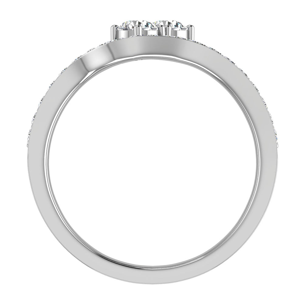 Two-Stone Diamond Wedding Ring 14K White Gold D9745