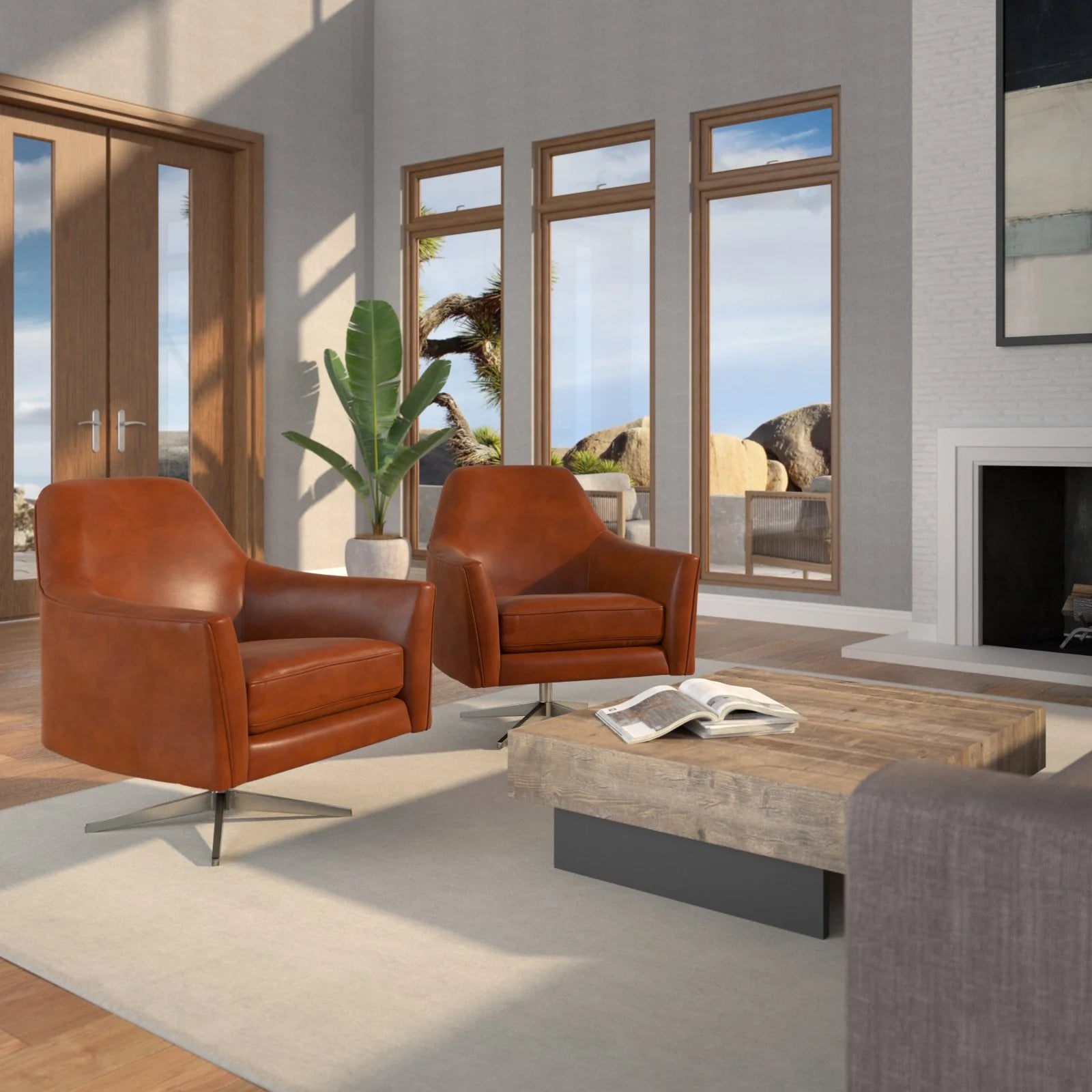 Leather Swivel Armchair C6346