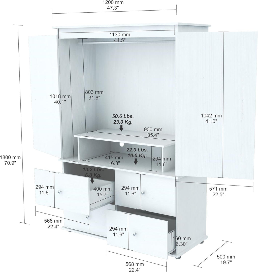White Armoire Audio Video Combo E584630