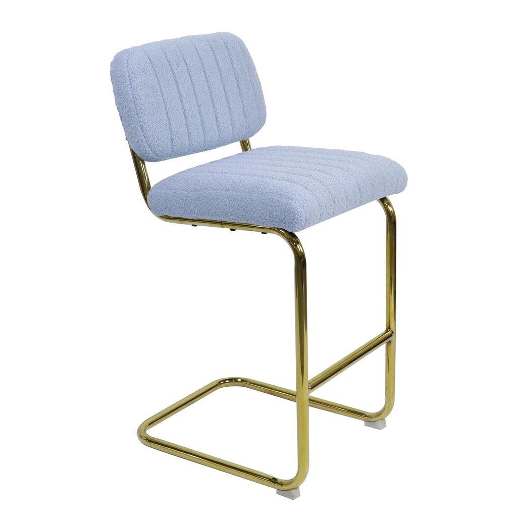 Blue Boucle Upholstered Bar Stools Set of 2 M433