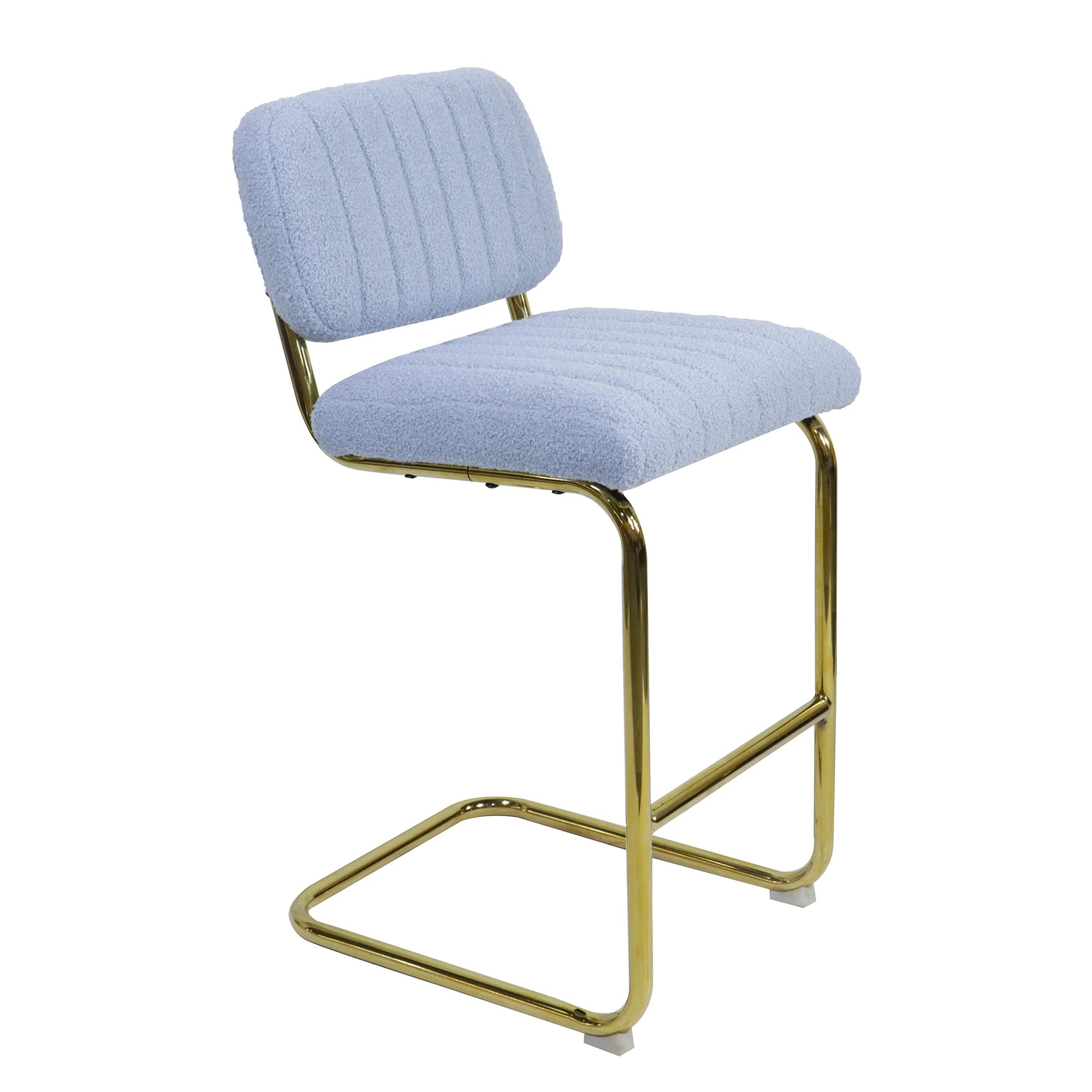 Blue Boucle Upholstered Bar Stools Set of 2 M433