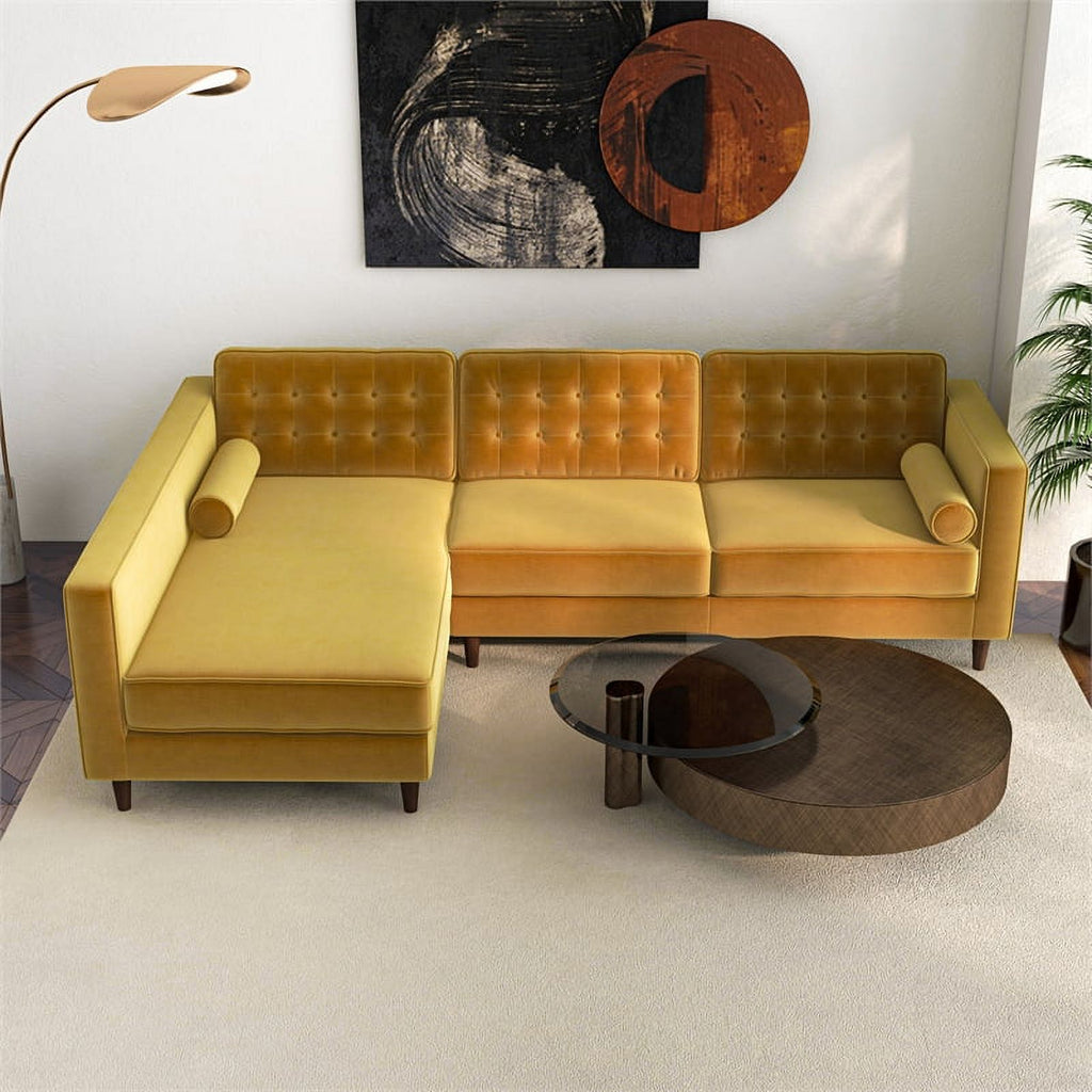 Gold Velvet Left-Facing Sectional R94567
