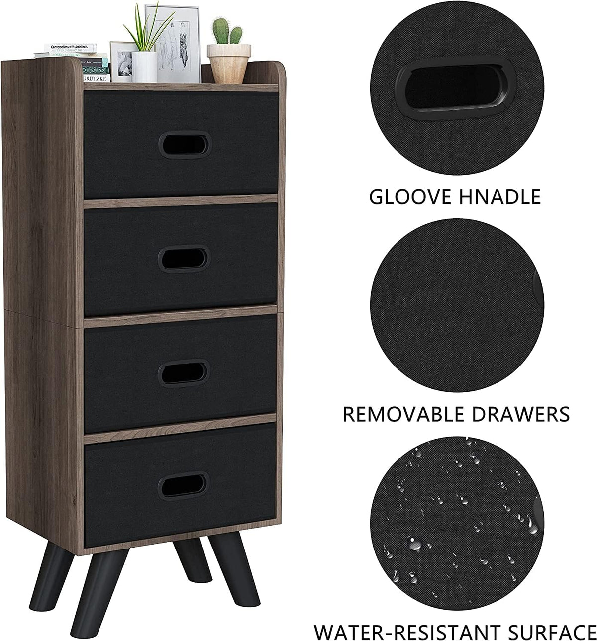 4 Drawer Wood Top Storage Dresser C50621