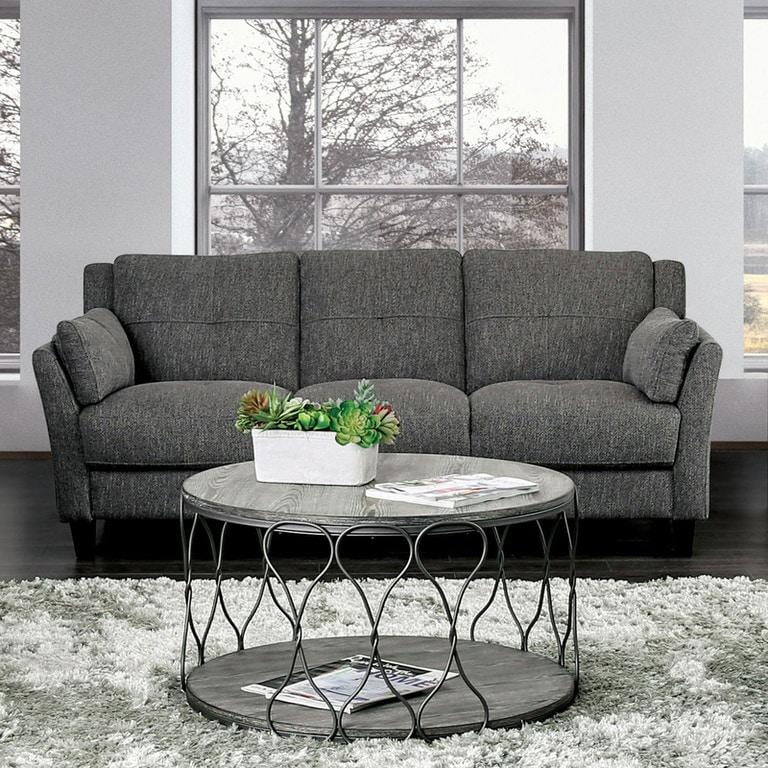 Gray & Espresso Chenille Sofa and Loveseat L3002