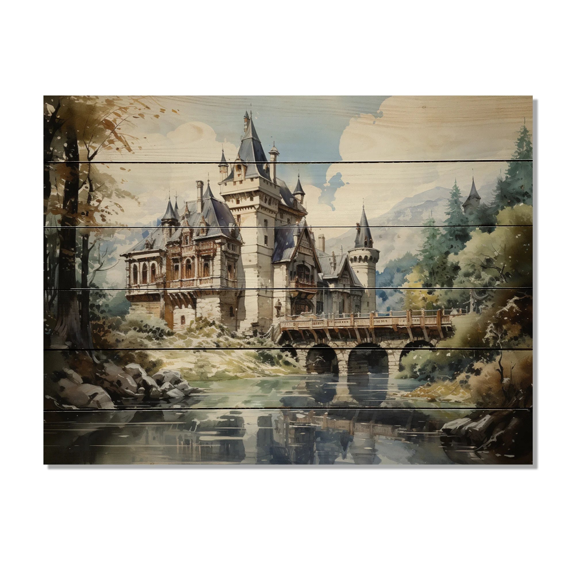 Natural Pine Wood Architecture Print U8594