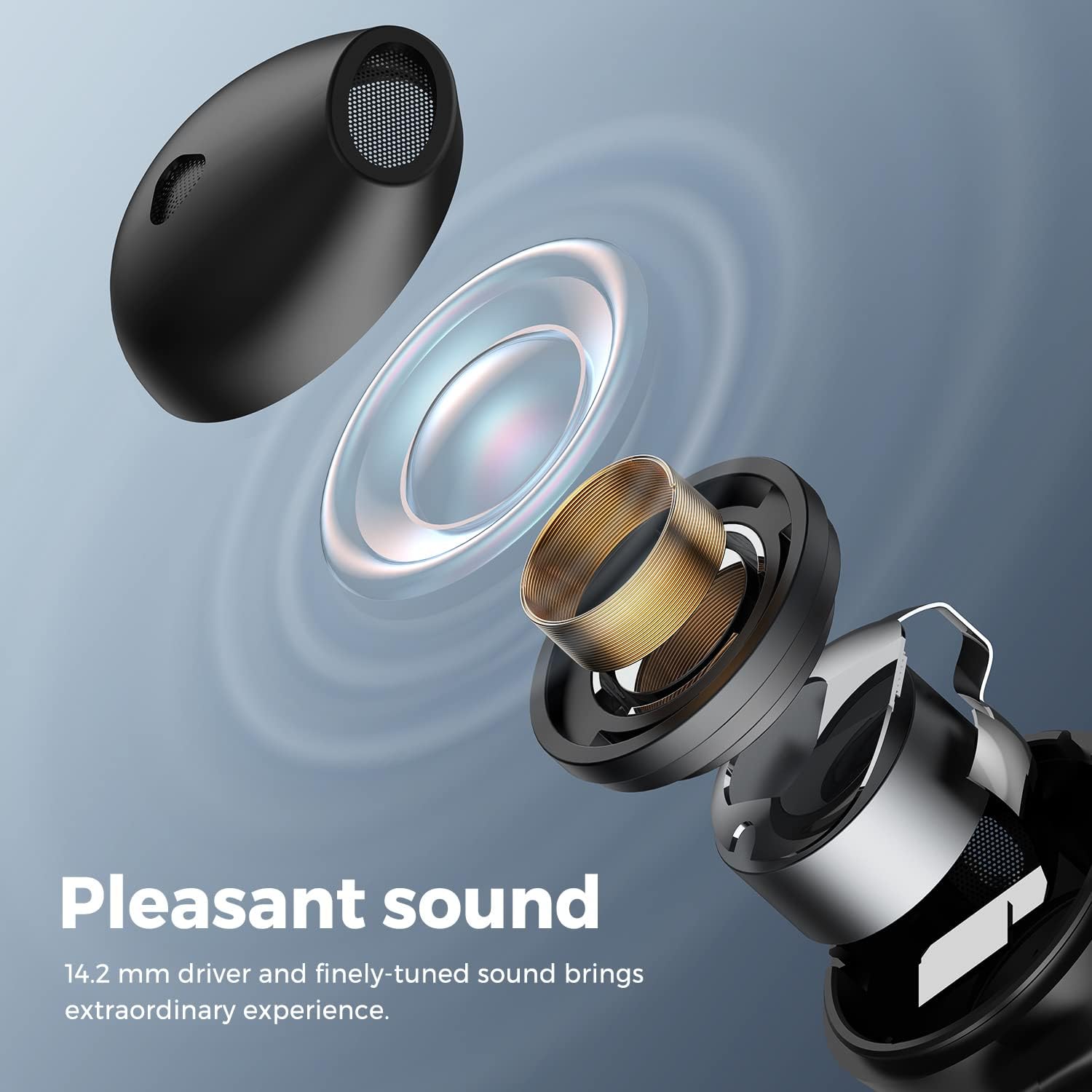 Wireless Earbuds with 14.2mm Driver, Bluetooth V5.2, Four Mic, 17.5 Hrs P414474