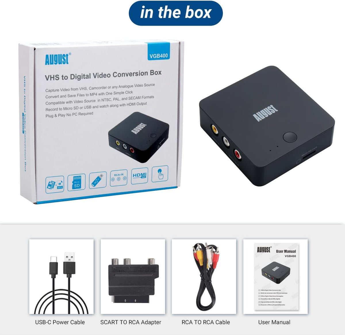 Video Capture Card with HDMI Output, Record to Micro SD or USB X3163