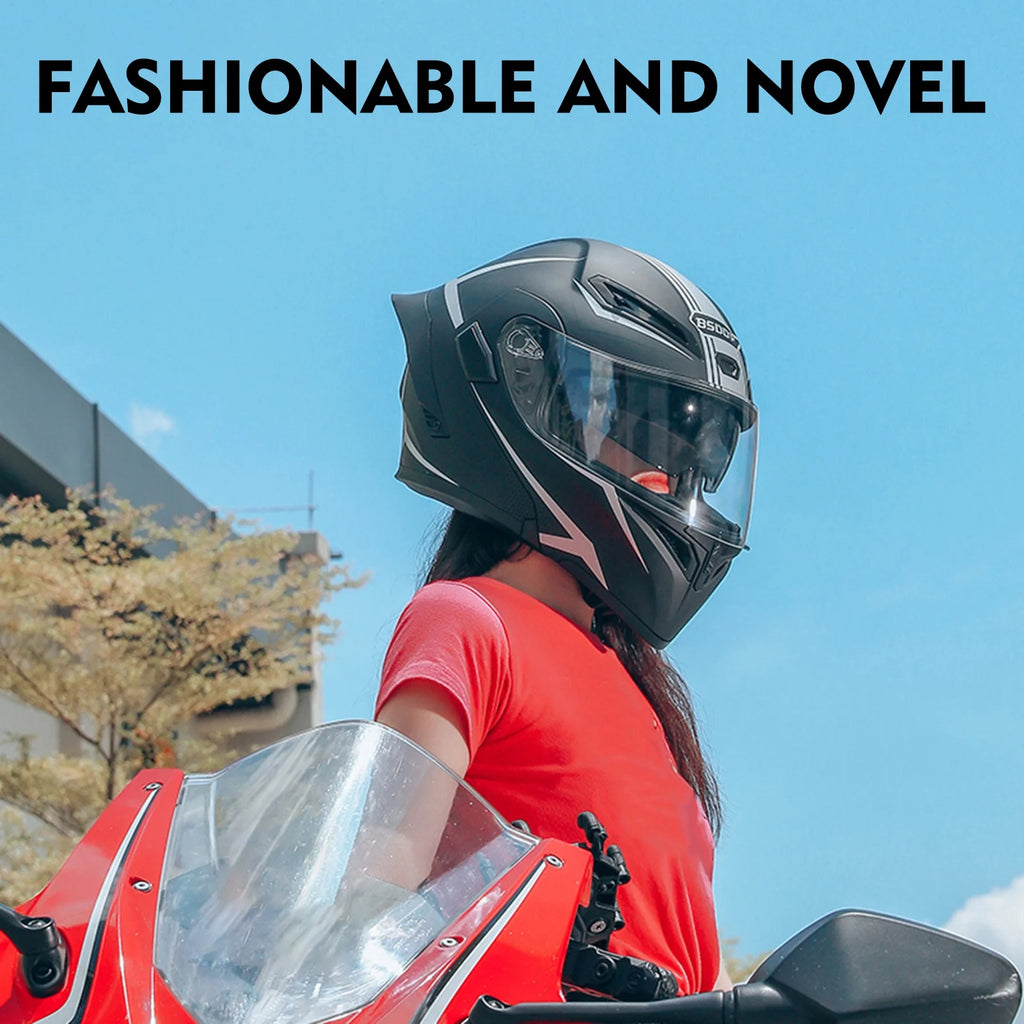 Motorcycle Dual Visor Flip up Full Face Helmet D79758