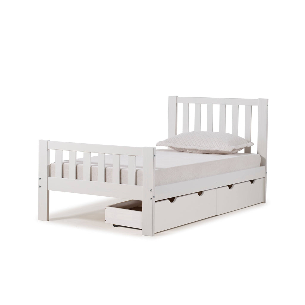 White Twin Bed with Storage Drawers T55132