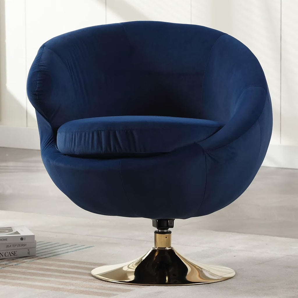 Blue Velvet Swivel Barrel Chair D2941