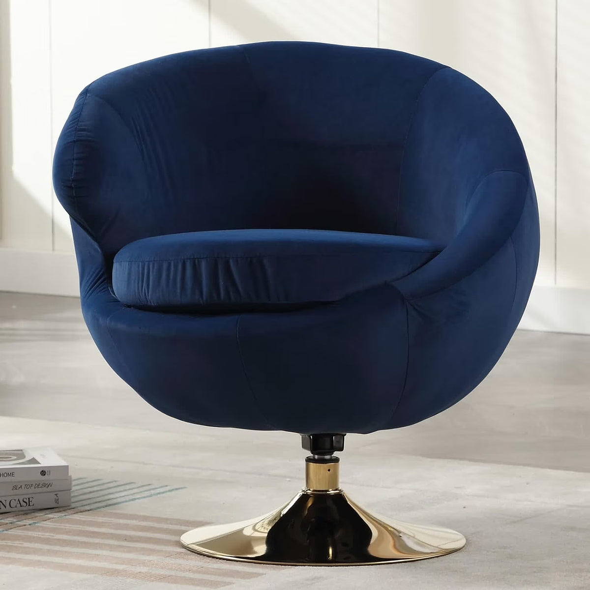 Blue Velvet Swivel Barrel Chair D2941