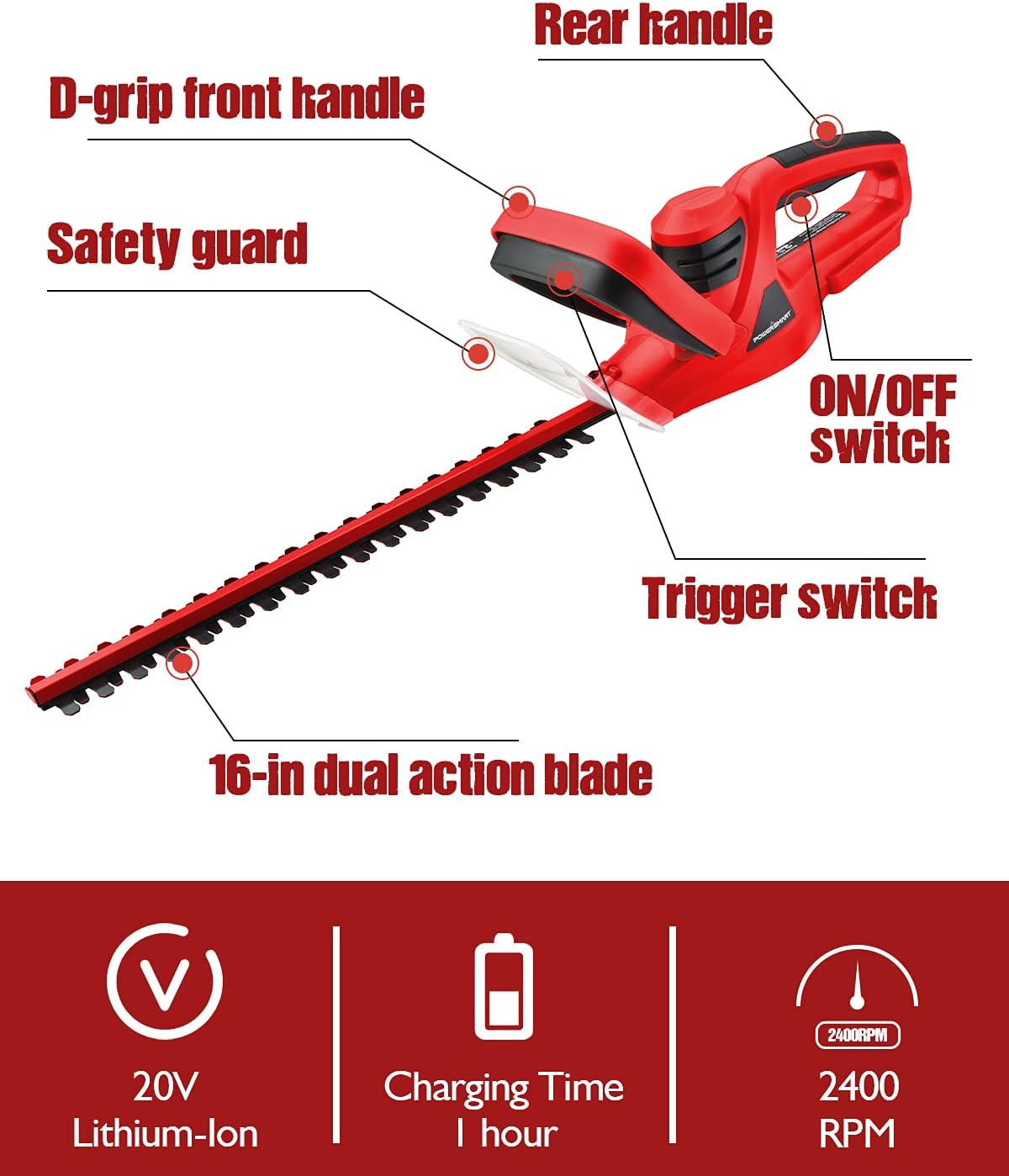 Cordless Hedge Trimmer with 16-Inch Blade G917284