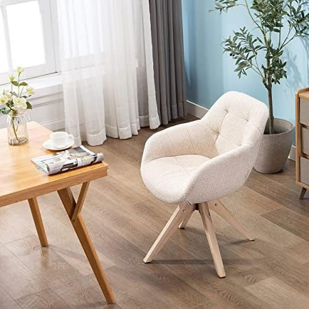 Mid Century Modern Swivel Fabric Accent Chair with Oak Wood Legs K935198