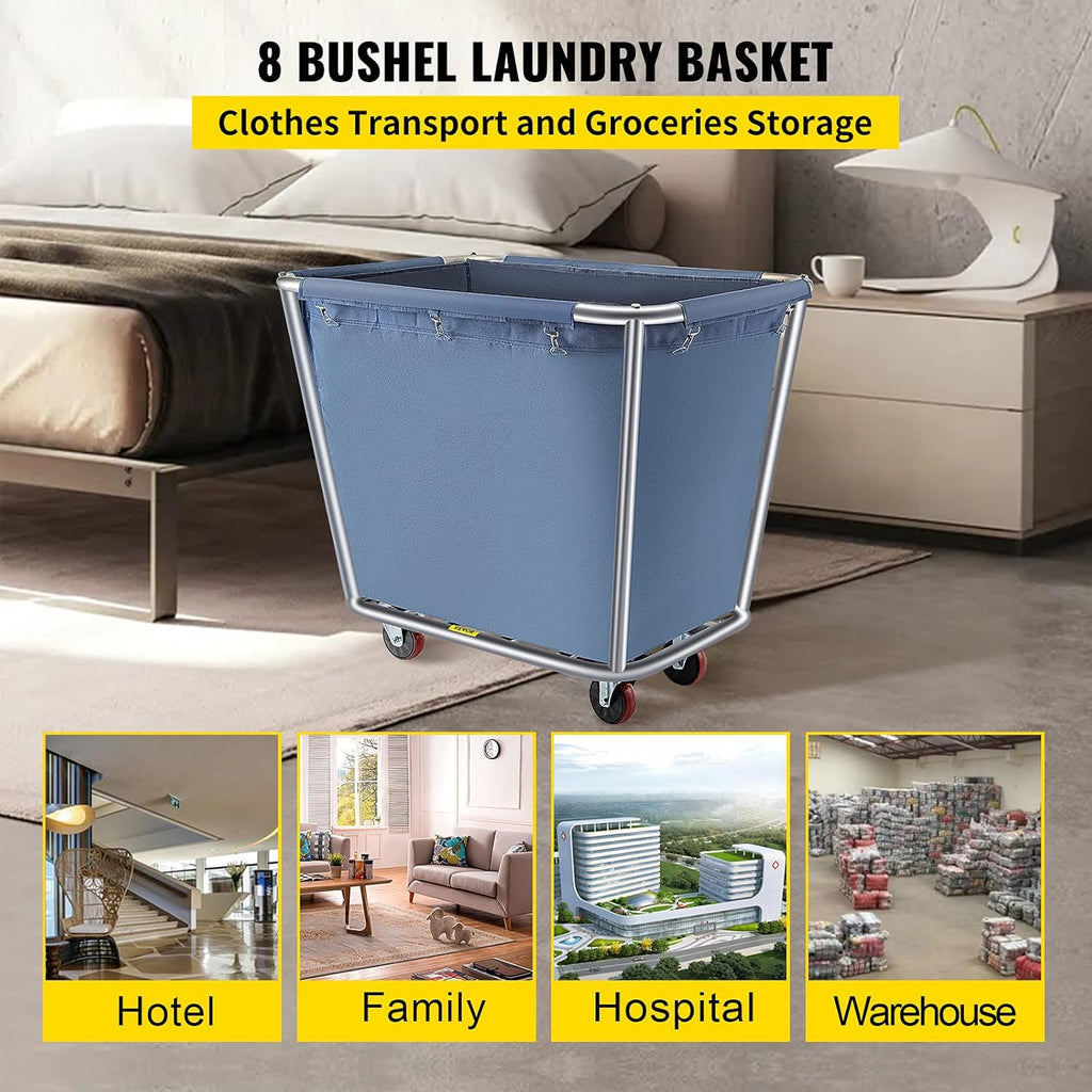 8 Bushel Steel Canvas Laundry Basket Cart G301