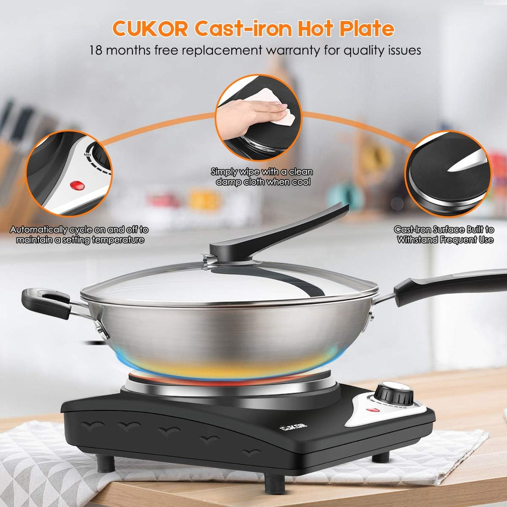 1500W Portable Electric Hot Plate with Cast-Iron D7753