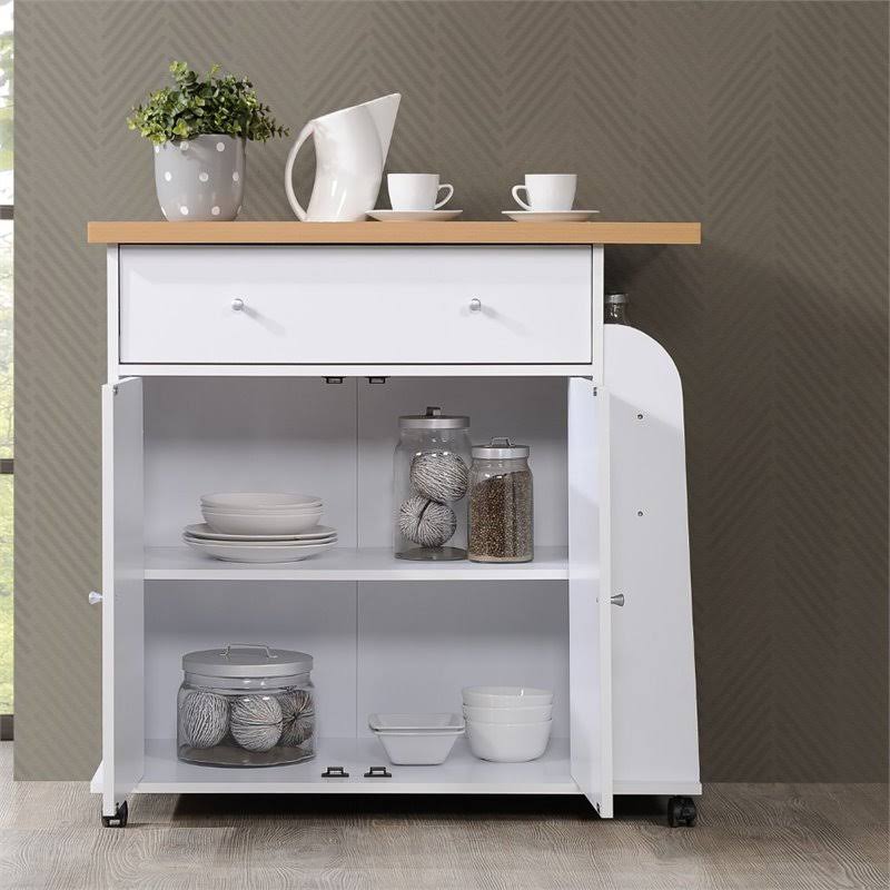 White Kitchen Cart with Spice Rack O659