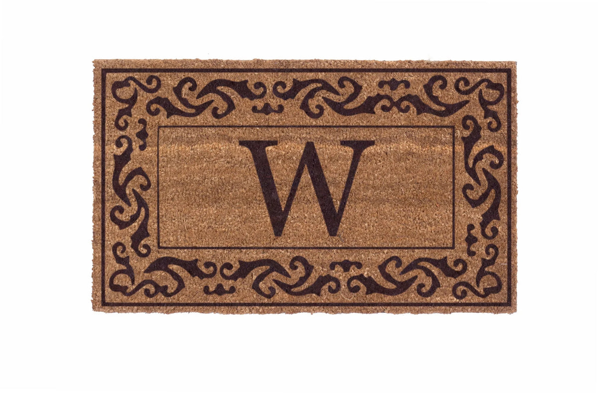 Brown Rolling Scrolls Border Vinyl Backed Doormats 38" x 60" Z805