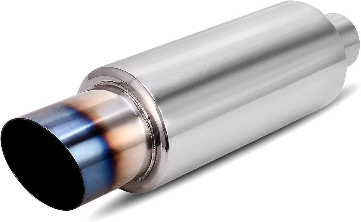 2" Inlet 3" Outlet Polished Stainless Steel Muffler, 14.6" Overall Length Pack of 2 M220374