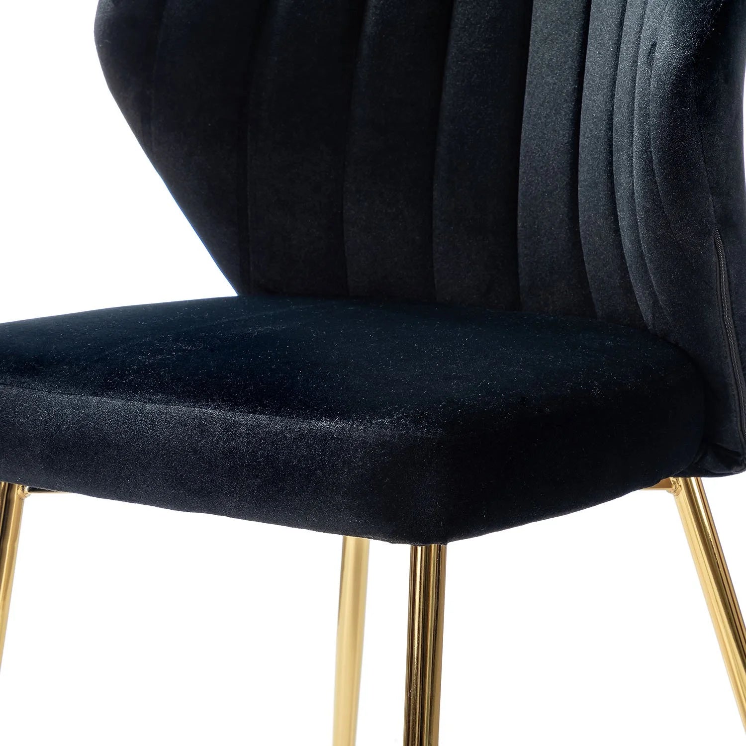 Black Velvet Upholstered Wingback Dining Chairs Set of 4 with Metal Legs V8939