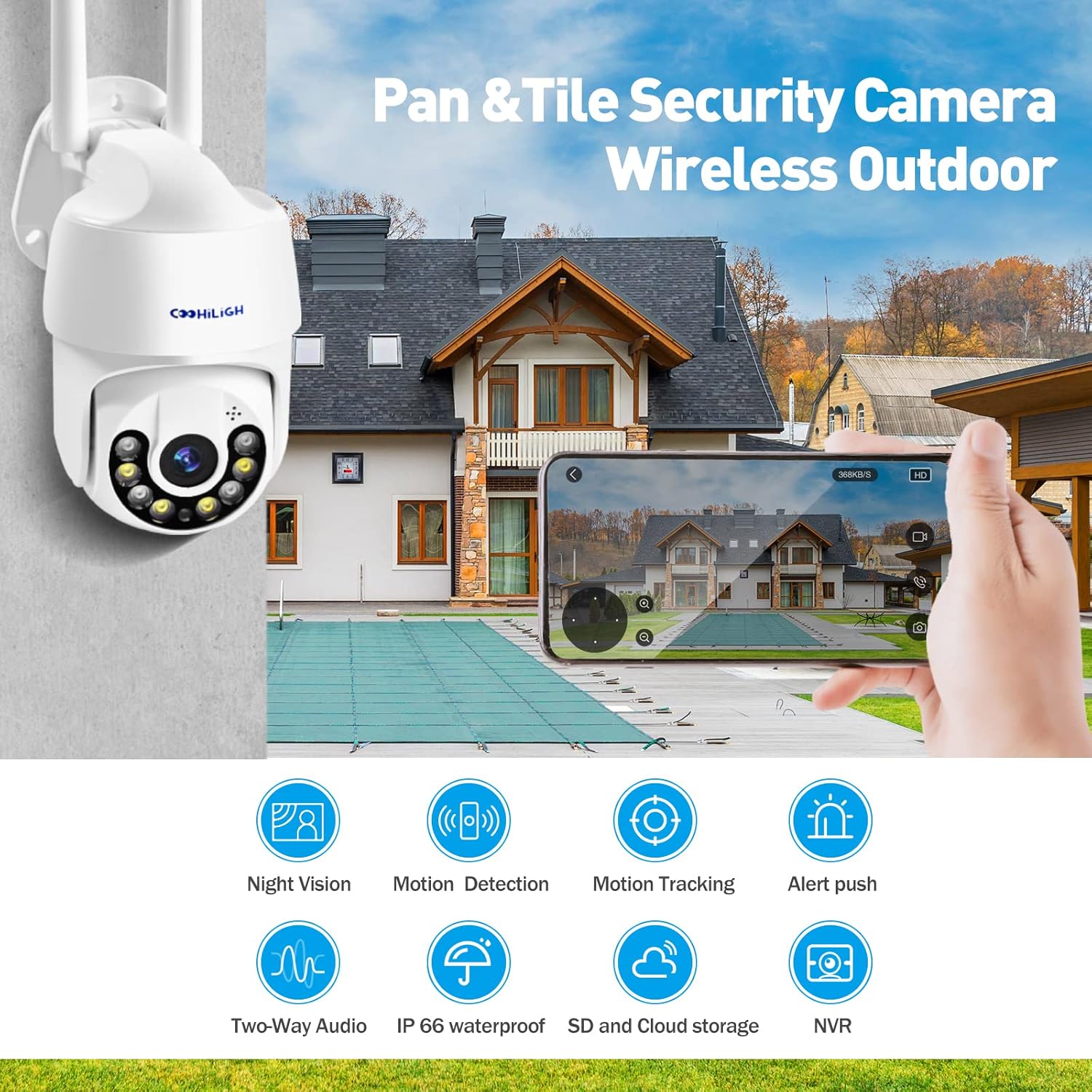 2K 4MP WiFi Security Cameras Outdoor with NVR 360° Pan/Tilt 4X Zoom M154