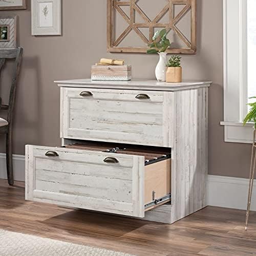 White Plank Finish Lateral File Cabinet D78275