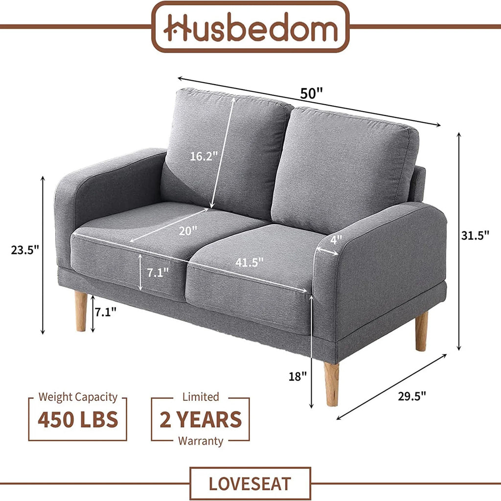 Light Grey 50" Upholstered Loveseat Sofa U769